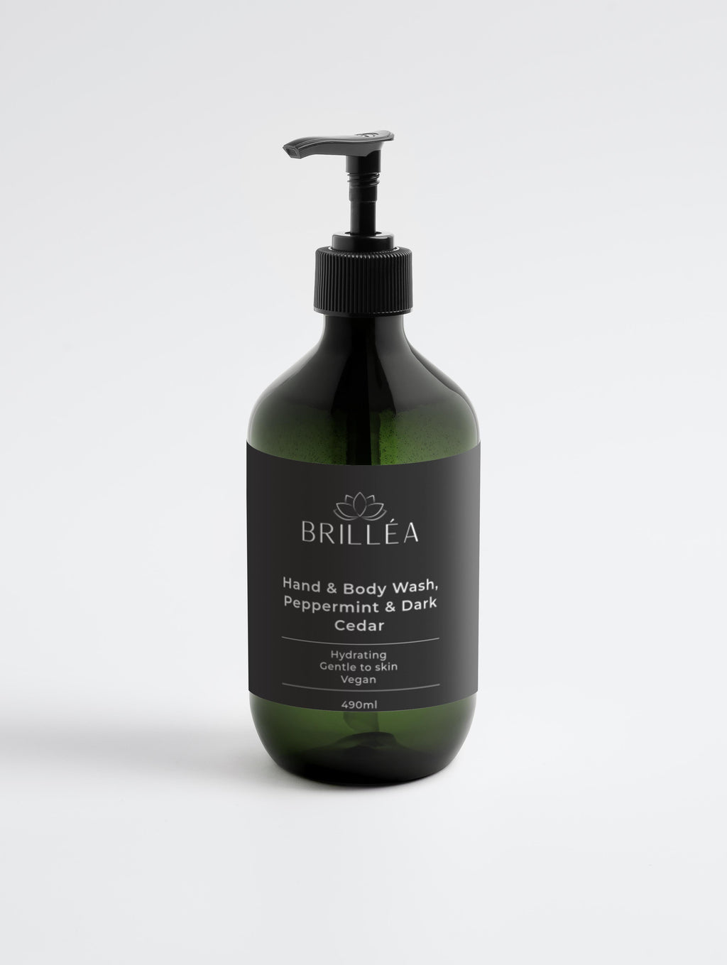 Naturseife Hand & Body Pfefferminze & Dunkle Zeder - 490ml - Brilléa (9082686832964)